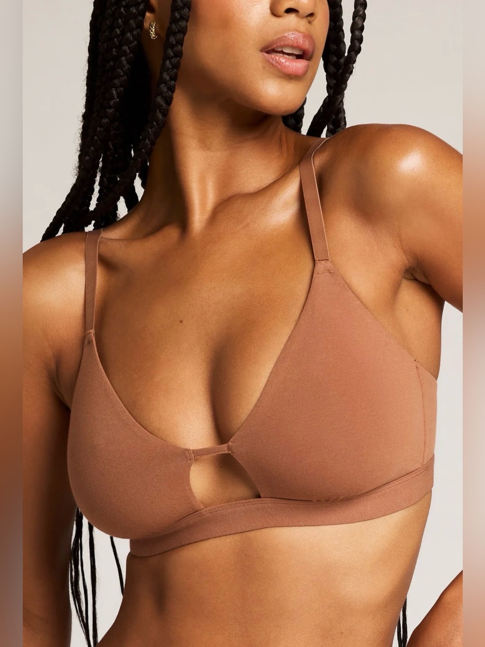 Negative underwear Cloud Cotton Cutout Bra in fawn brown size4  38C/D